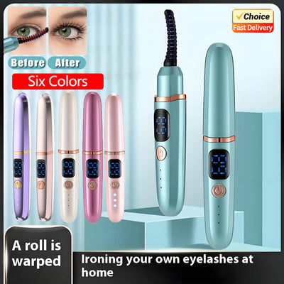 USB Eyelash Curler in six colors with digital display and heated comb for long-lasting curls. Features fast delivery and intelligent temperature control.