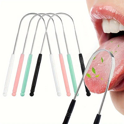 YJYIBEI Tongue Scraper - Metal Hygiene | Stainless Steel oral care tools with colorful handles and storage case. Ideal for daily tongue cleaning.