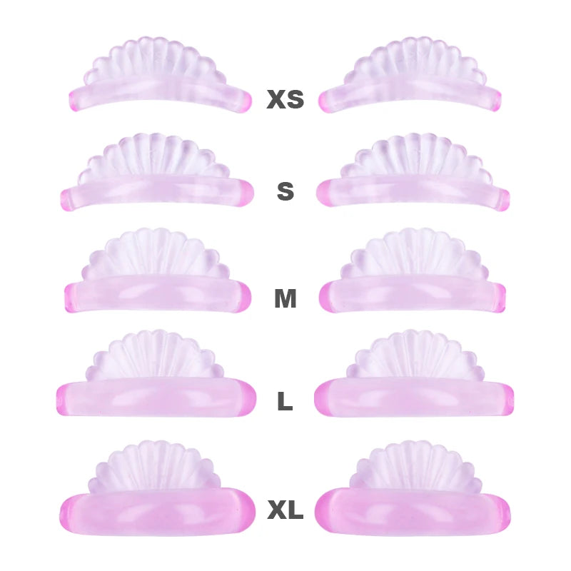 FUNMIX Silicone Lash Lift Kit with 3D eyelash perming and curling pads in five sizes from XS to XL. Reusable, chemical-free lash curling tools.