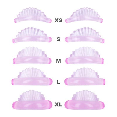 FUNMIX Silicone Lash Lift Kit with 3D eyelash perming and curling pads in five sizes from XS to XL. Reusable, chemical-free lash curling tools.