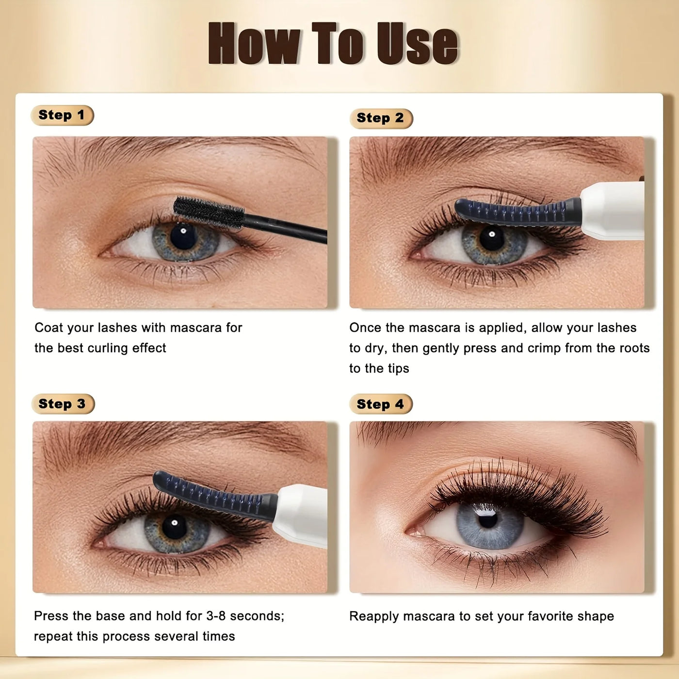 USB Eyelash Curler in six colors with digital display and heated comb for long-lasting curls. Features fast delivery and intelligent temperature control.