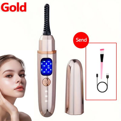 USB Eyelash Curler in six colors with digital display and heated comb for long-lasting curls. Features fast delivery and intelligent temperature control.