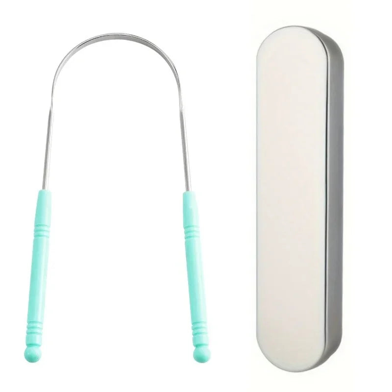 YJYIBEI Tongue Scraper - Metal Hygiene | Stainless Steel oral care tools with colorful handles and storage case. Ideal for daily tongue cleaning.