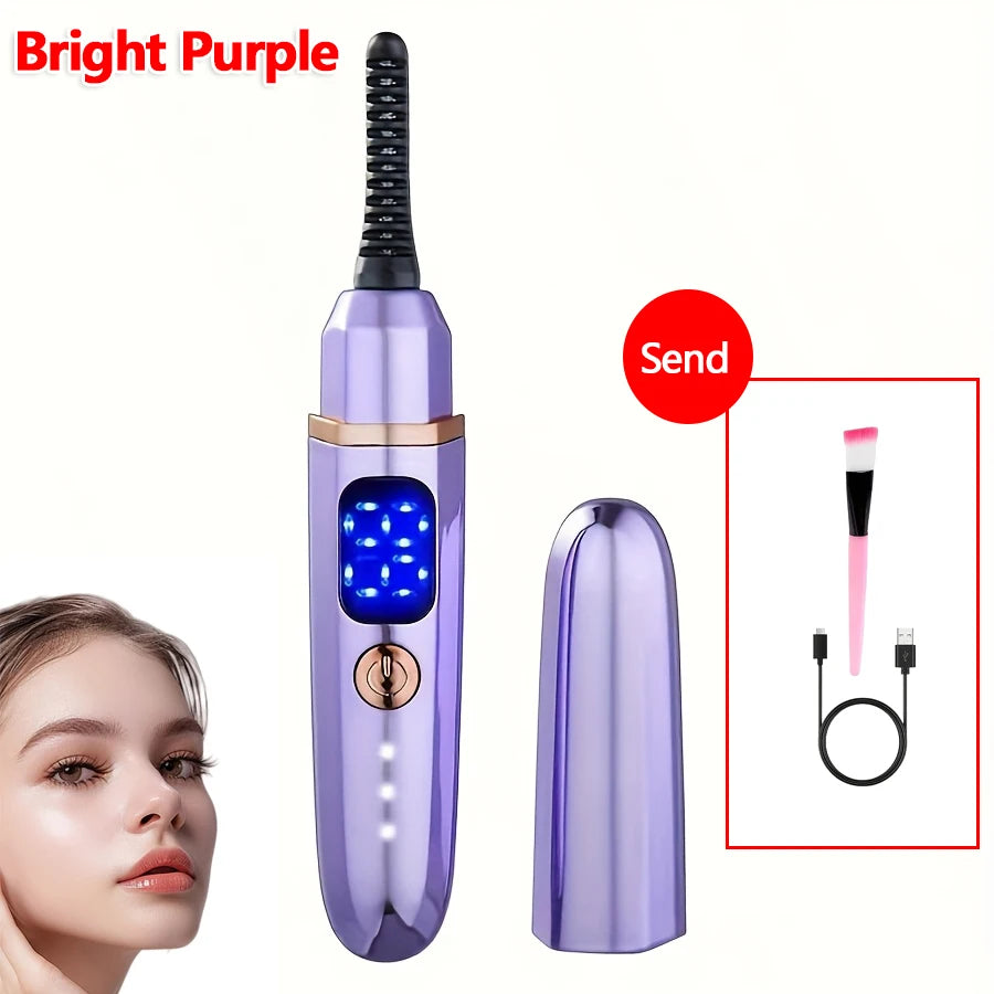 USB Eyelash Curler in six colors with digital display and heated comb for long-lasting curls. Features fast delivery and intelligent temperature control.