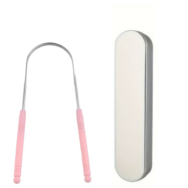 YJYIBEI Tongue Scraper - Metal Hygiene | Stainless Steel oral care tools with colorful handles and storage case. Ideal for daily tongue cleaning.