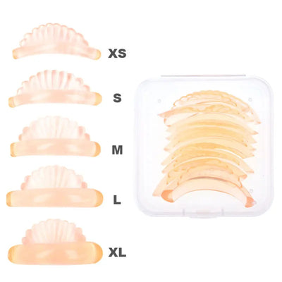 FUNMIX Silicone Lash Lift Kit with 3D eyelash perming and curling pads in XS to XL sizes, ideal for safe, chemical-free lash enhancement.