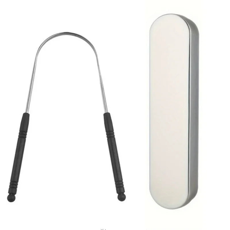 YJYIBEI Tongue Scraper - Metal Hygiene | Stainless Steel oral care tools with colorful handles and storage case. Ideal for daily tongue cleaning.