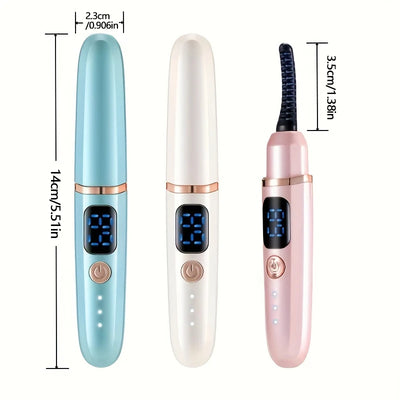 USB Eyelash Curler in six colors with digital display and heated comb for long-lasting curls. Features fast delivery and intelligent temperature control.